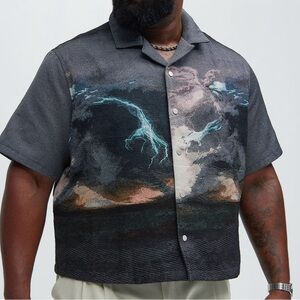 Fashion Nova Black and Blue Graphic Shirt